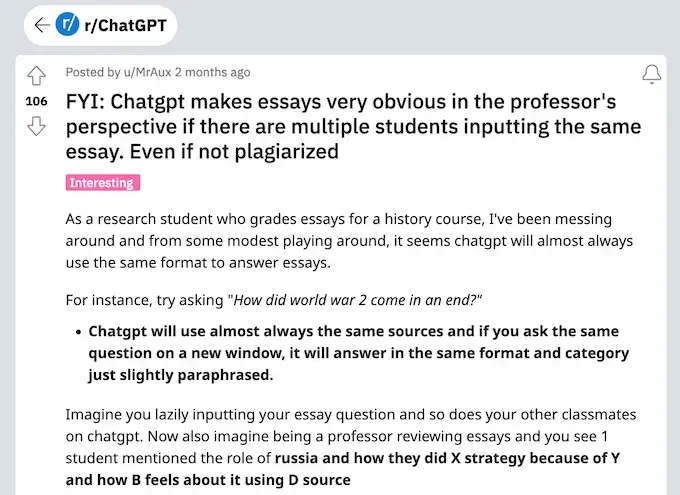 ChatGPT makes generic responses