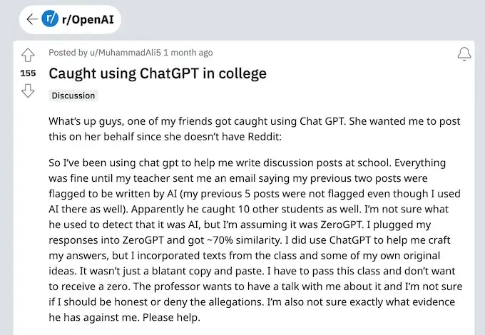 students get caught using ChatGPT in college