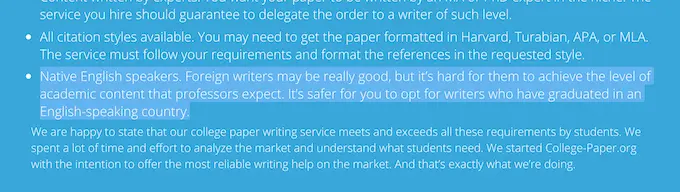 false claims about native writers on college-paper.org 