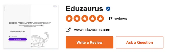 eduzaurus.com reviews on sitejabber are positive