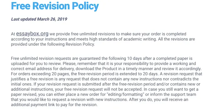 essaybox.org revision policy