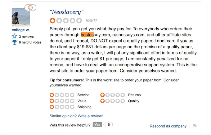 bad essaywriters.net review at sitejabber.com