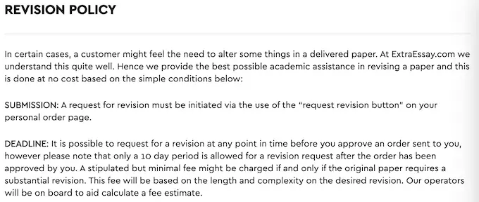 extraessay.com revision policy details