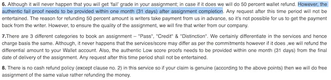 myassignmenthelp.com refund policy details