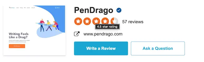 overall Pendrago score at Sitejabber