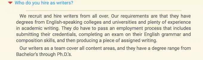 Who do premieressay.com hires as writers?